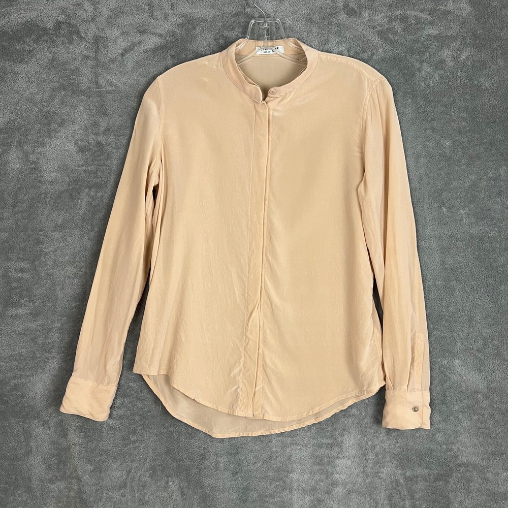 Everlane Button Down Blouse Womens S 100% Silk Pale Pink Minimalist Quiet Luxury